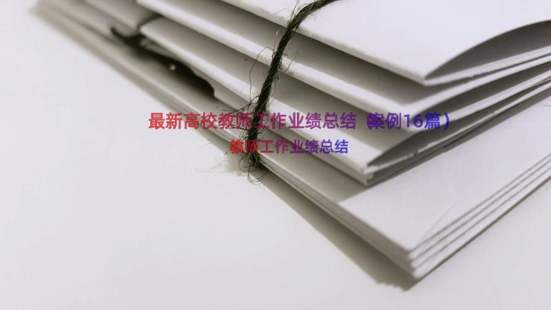 最新高校教师工作业绩总结（案例16篇）