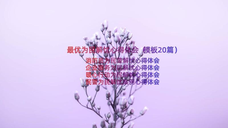 最优为民解忧心得体会（模板20篇）