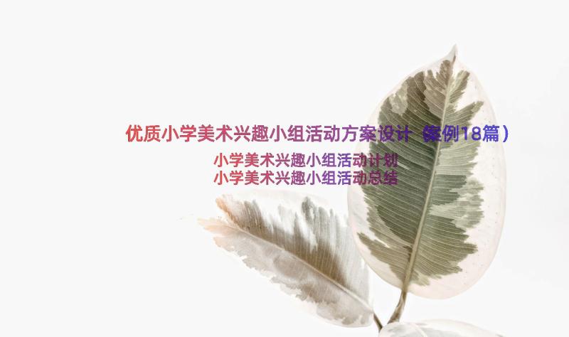 优质小学美术兴趣小组活动方案设计（案例18篇）