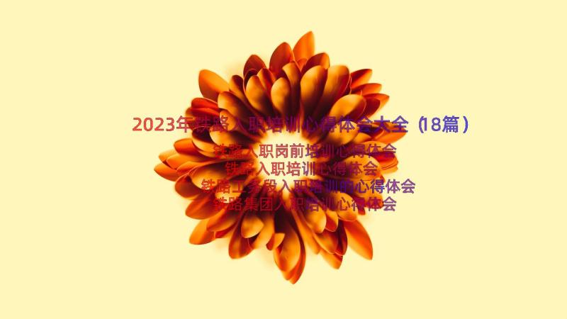 2023年铁路入职培训心得体会大全（18篇）