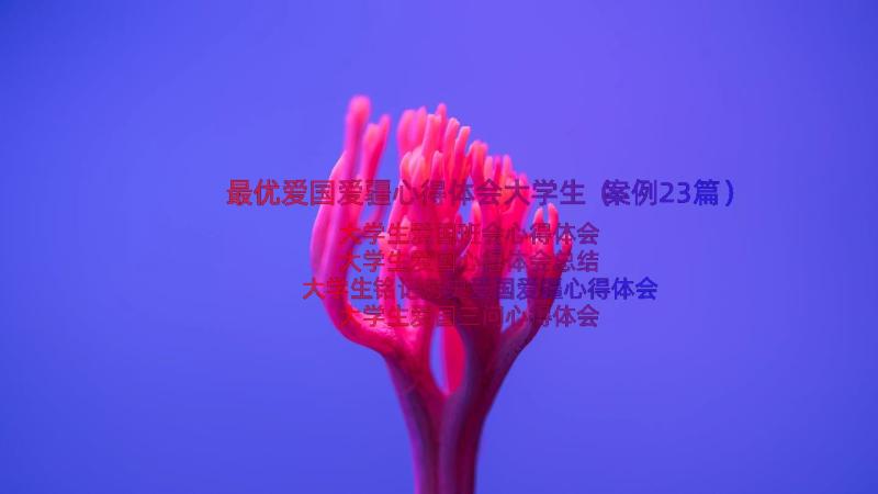 最优爱国爱疆心得体会大学生（案例23篇）