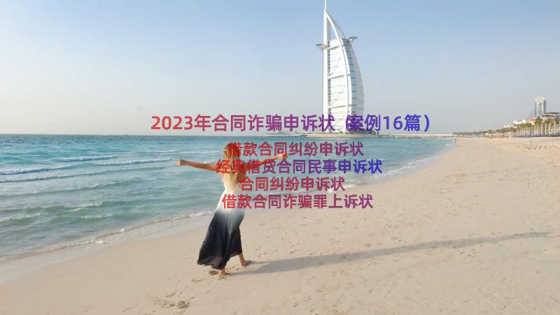 2023年合同诈骗申诉状（案例16篇）