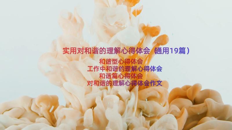 实用对和谐的理解心得体会（通用19篇）