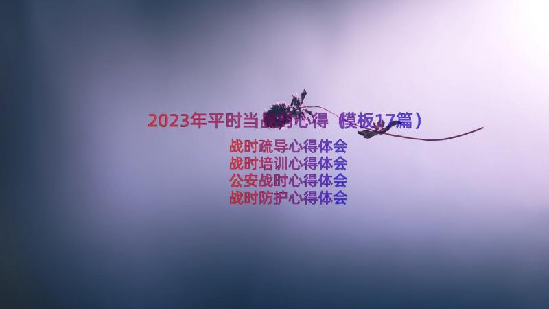 2023年平时当战时心得（模板17篇）