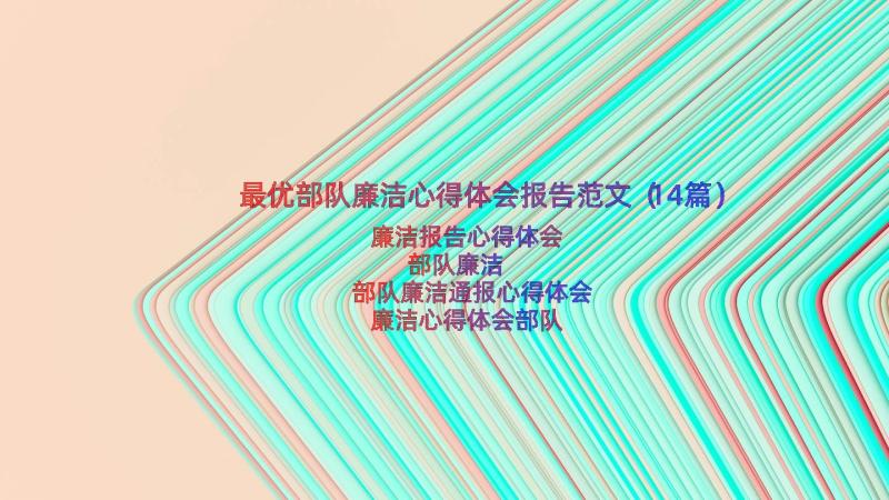 最优部队廉洁心得体会报告范文（14篇）