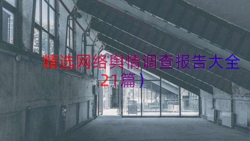 精选网络舆情调查报告大全（21篇）