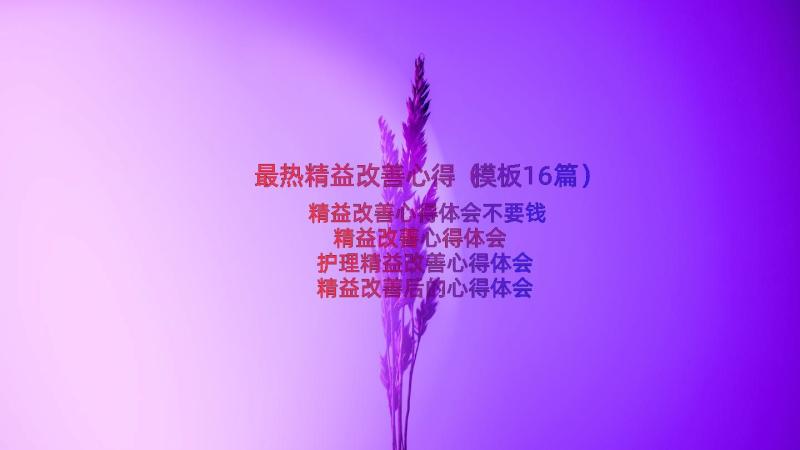 最热精益改善心得（模板16篇）