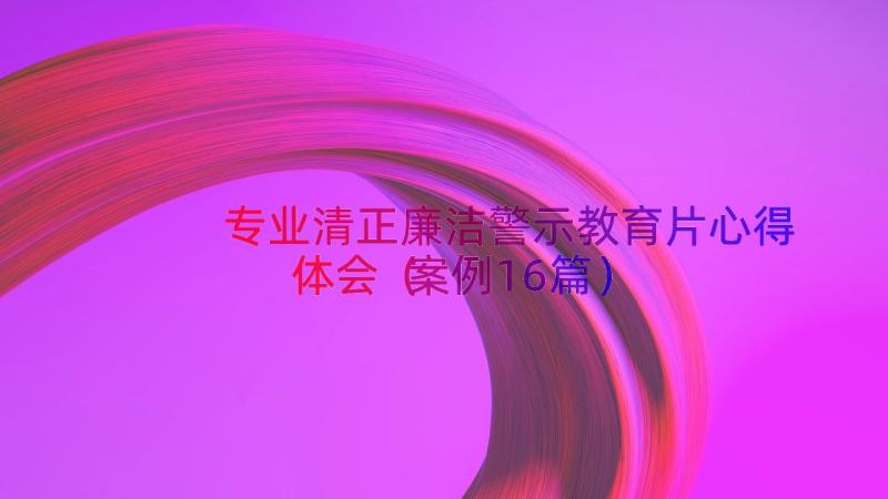 专业清正廉洁警示教育片心得体会（案例16篇）