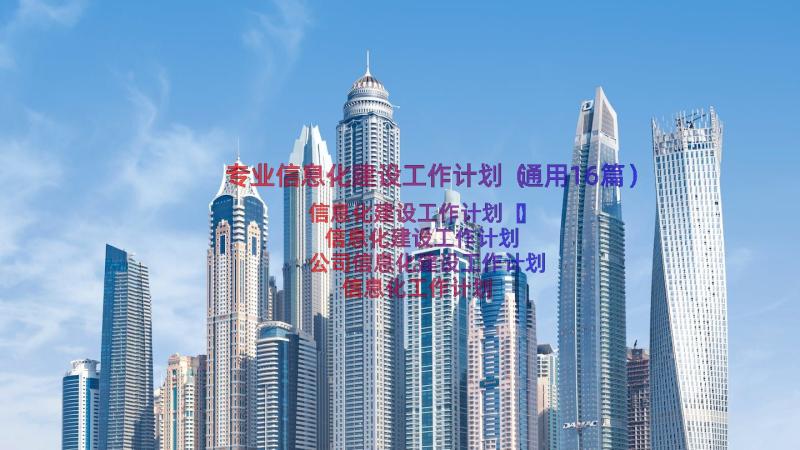 专业信息化建设工作计划（通用16篇）