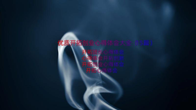 优质开拓创业心得体会大全（15篇）