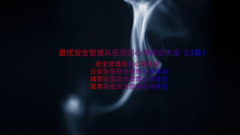 最优安全管理队伍培训心得体会大全（23篇）