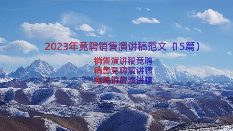 2023年竞聘销售演讲稿范文（15篇）