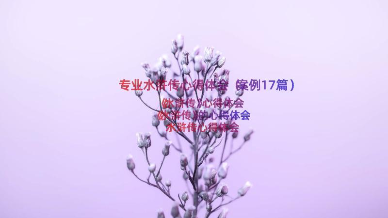 专业水浒传心得体会（案例17篇）