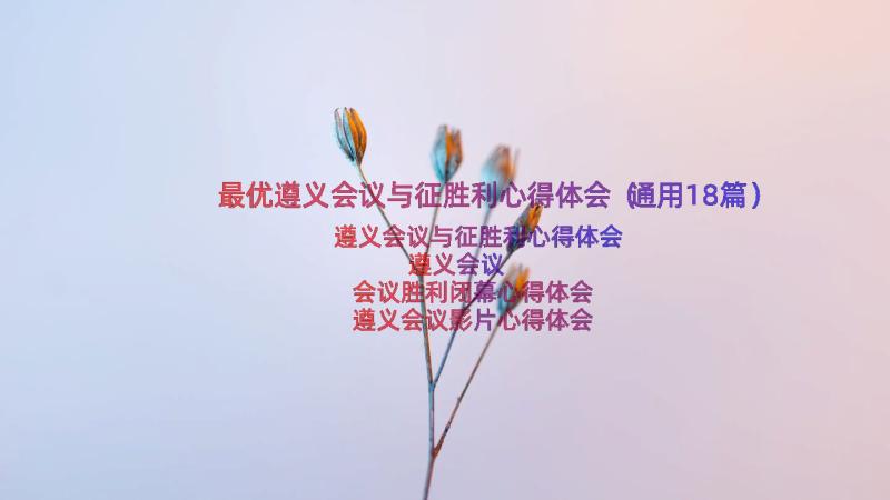 最优遵义会议与征胜利心得体会（通用18篇）