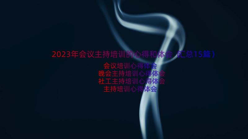 2023年会议主持培训的心得和体会（汇总15篇）