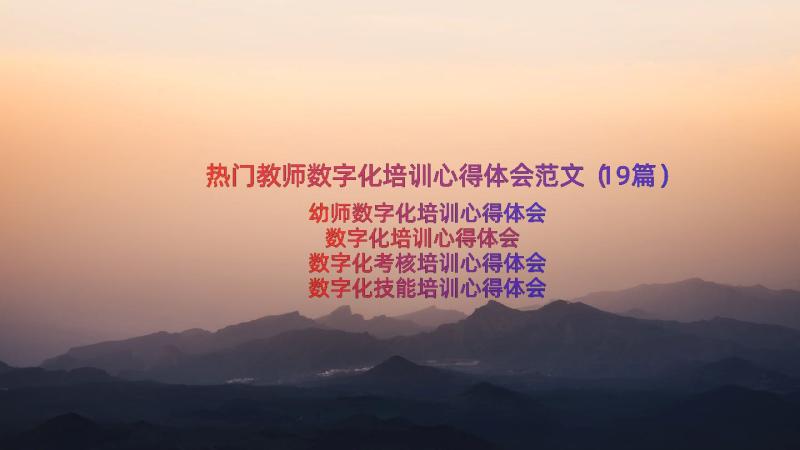 热门教师数字化培训心得体会范文（19篇）