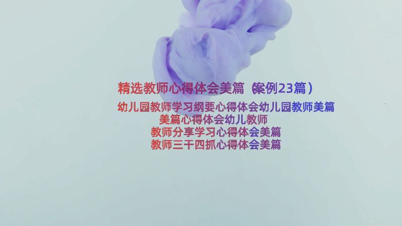 精选教师心得体会美篇（案例23篇）