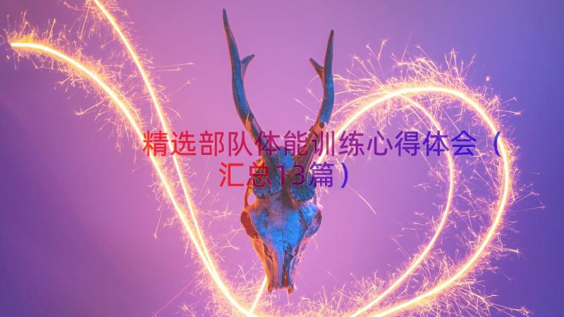 精选部队体能训练心得体会（汇总13篇）