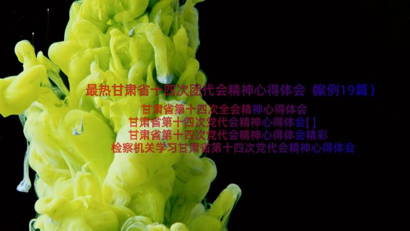 最热甘肃省十四次团代会精神心得体会（案例19篇）