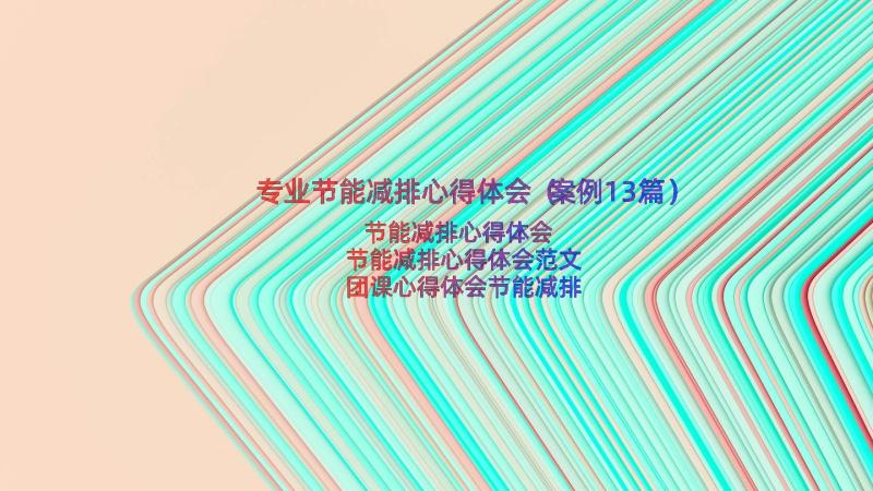 专业节能减排心得体会（案例13篇）