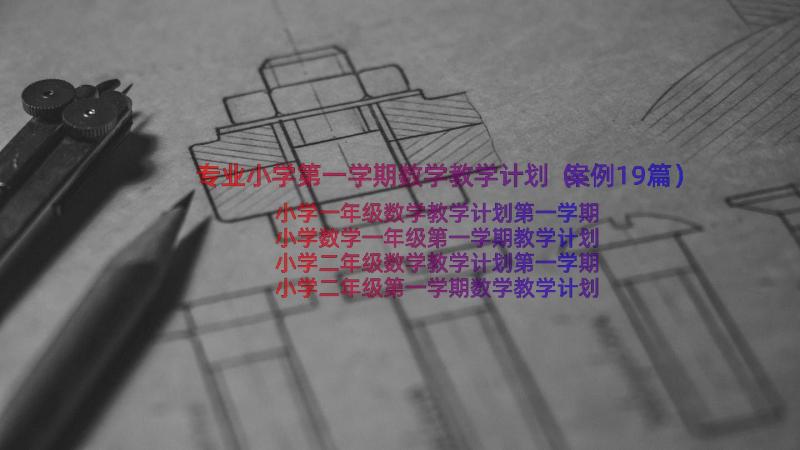 专业小学第一学期数学教学计划（案例19篇）