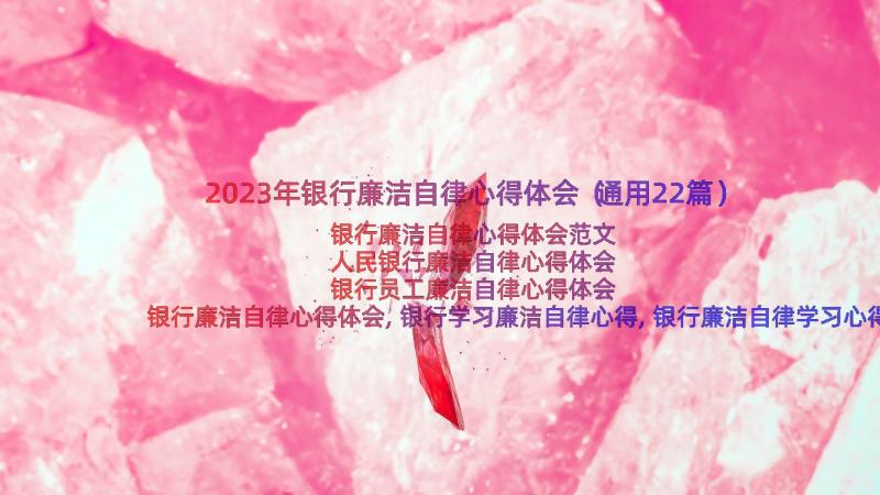 2023年银行廉洁自律心得体会（通用22篇）