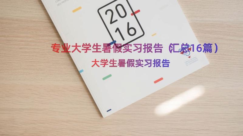 专业大学生暑假实习报告（汇总16篇）