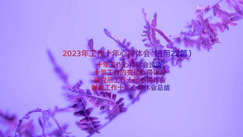 2023年工作十年心得体会（通用22篇）