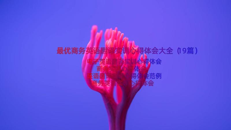 最优商务英语翻译实训心得体会大全（19篇）