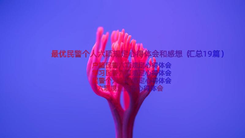 最优民警个人六项规定心得体会和感想（汇总19篇）