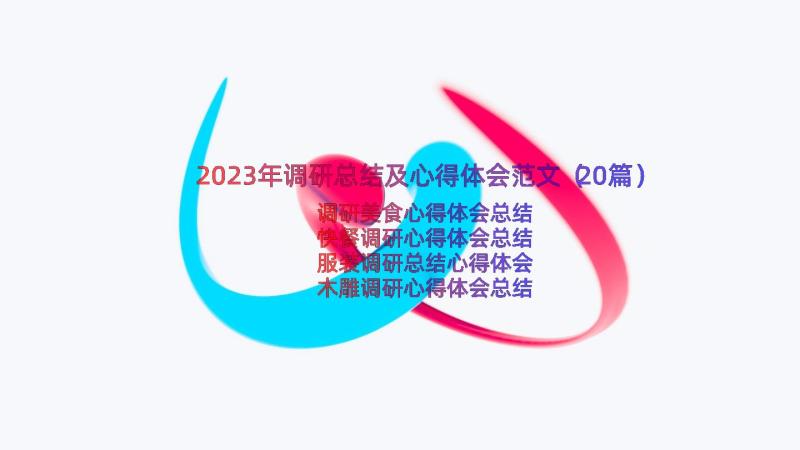 2023年调研总结及心得体会范文（20篇）