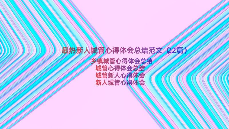 最热新人城管心得体会总结范文（22篇）