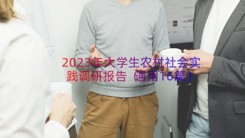 2023年大学生农村社会实践调研报告（通用16篇）