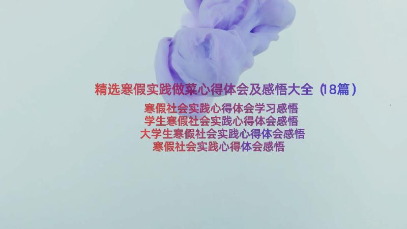 精选寒假实践做菜心得体会及感悟大全（18篇）