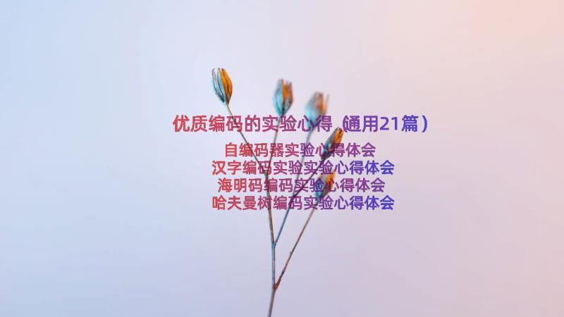 优质编码的实验心得（通用21篇）