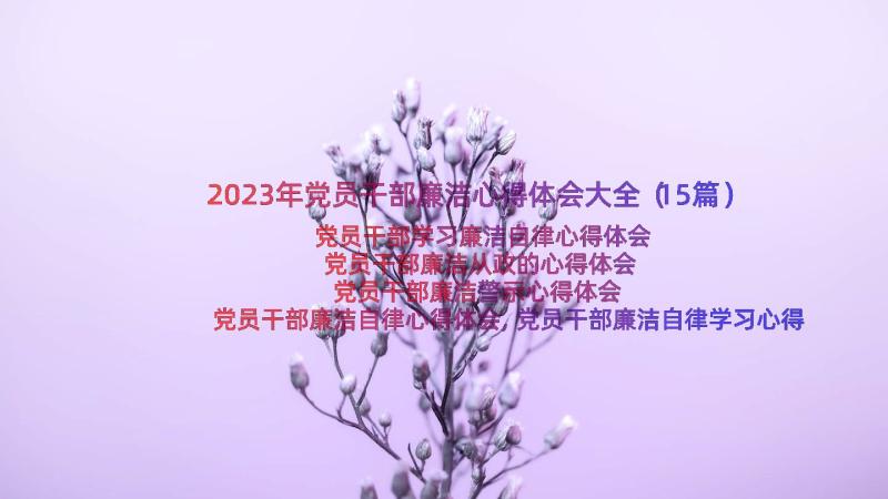 2023年党员干部廉洁心得体会大全（15篇）