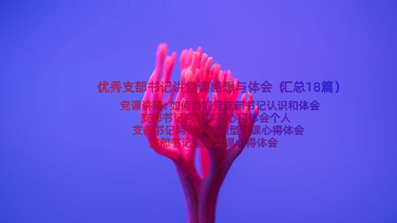 优秀支部书记讲党课感想与体会（汇总18篇）