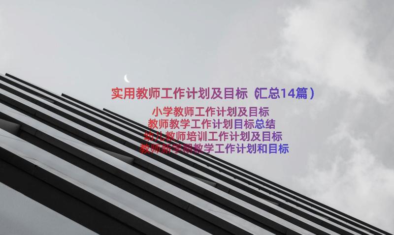 实用教师工作计划及目标（汇总14篇）