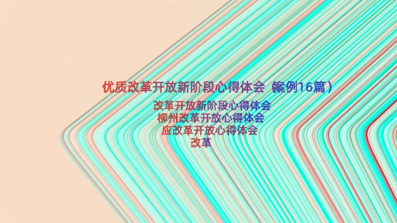 优质改革开放新阶段心得体会（案例16篇）