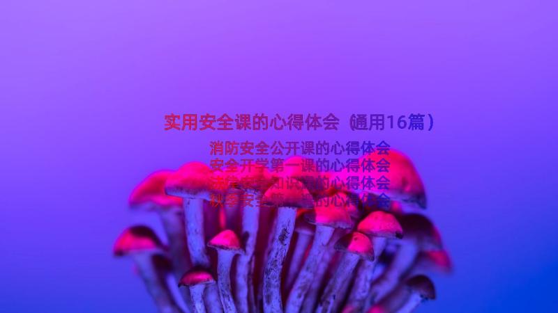 实用安全课的心得体会（通用16篇）