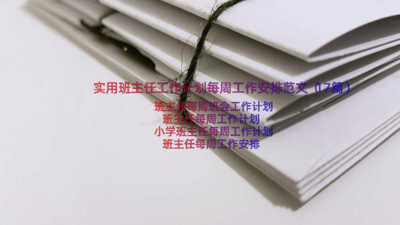 实用班主任工作计划每周工作安排范文（17篇）