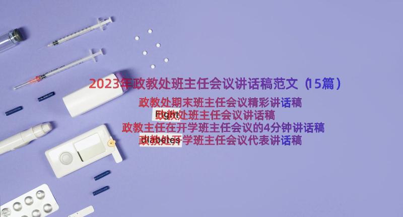 2023年政教处班主任会议讲话稿范文（15篇）