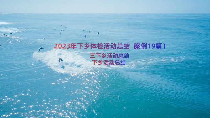 2023年下乡体检活动总结（案例19篇）