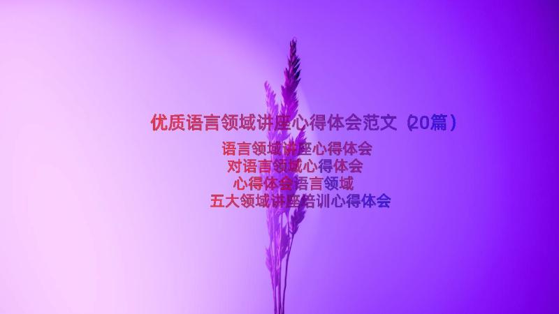 优质语言领域讲座心得体会范文（20篇）