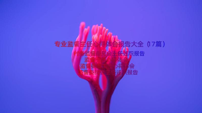 专业监督主任心得体会报告大全（17篇）