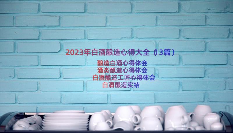 2023年白酒酿造心得大全（13篇）