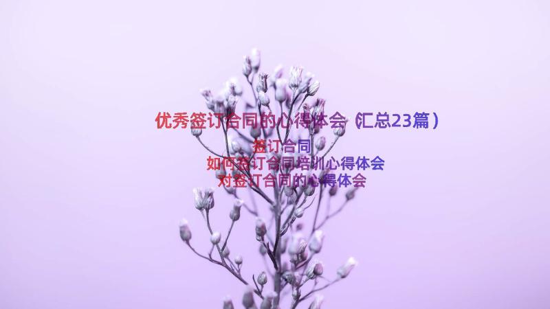 优秀签订合同的心得体会（汇总23篇）