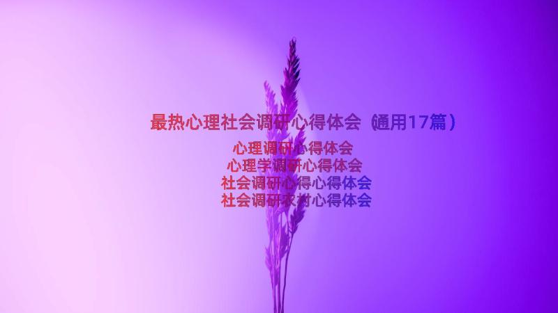 最热心理社会调研心得体会（通用17篇）