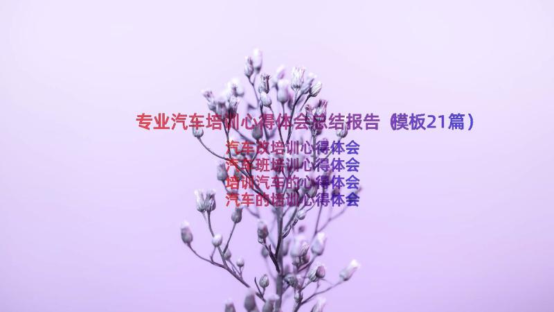 专业汽车培训心得体会总结报告（模板21篇）