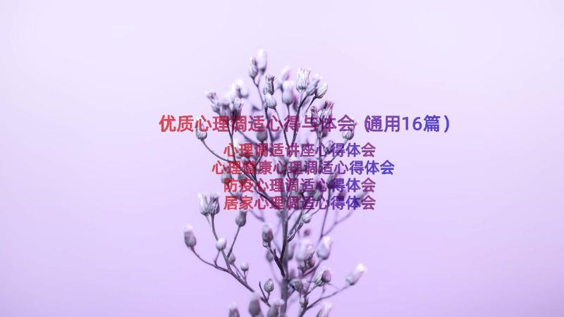 优质心理调适心得与体会（通用16篇）